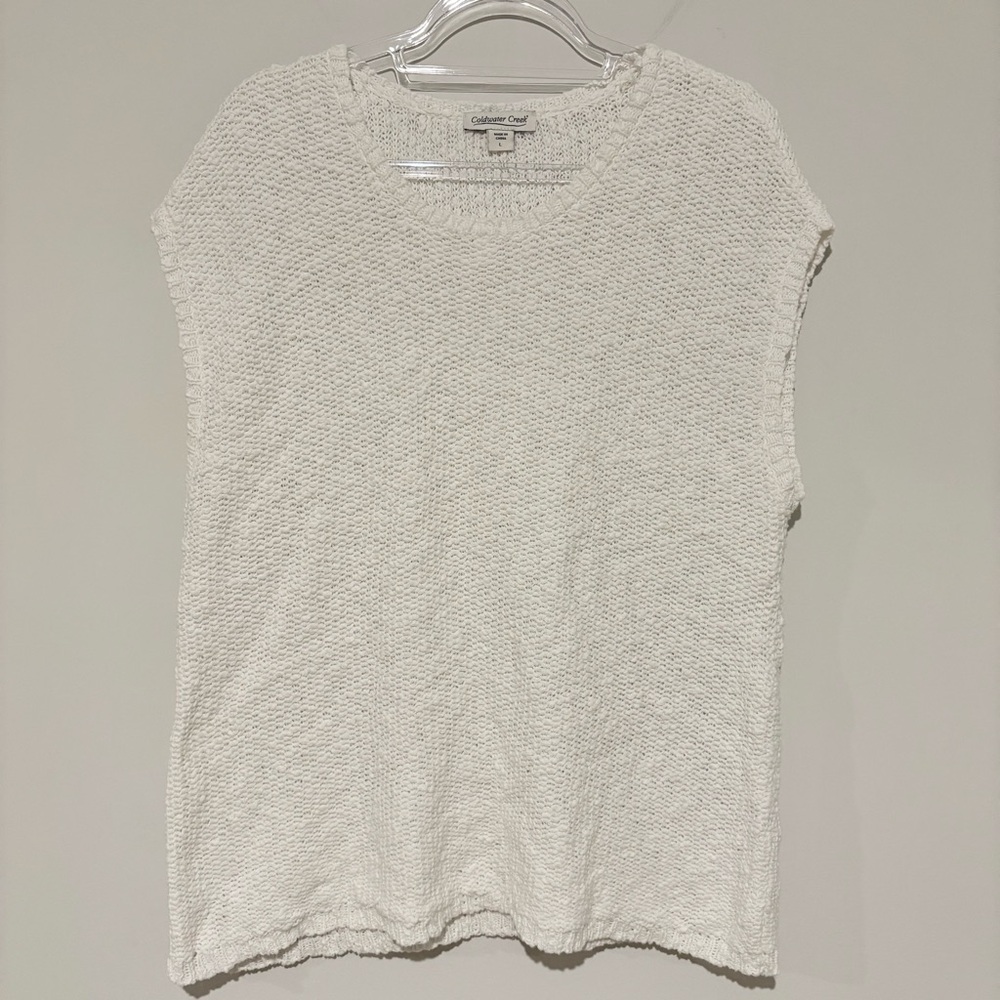 Coldwater Creek Solana‎ Slub short sleeve Sweater white size large
